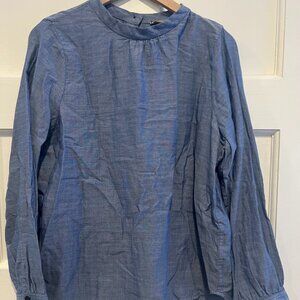 Everlane double-gauze shirred top / Morning blue / 14